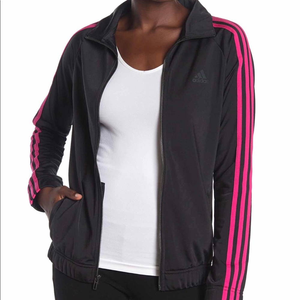 🌞 Adidas sporty track jacket black and pink